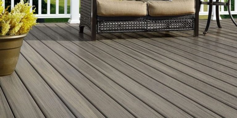 Close-up view of a gorgeous backyard deck